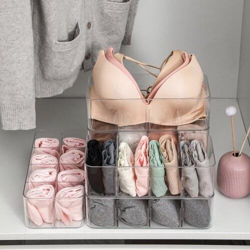 Closet-Organizer Socks Bra Underwear Storage-Box Dormitory Separated Foldable Home Transparent Partition Detachable 4/8Grids