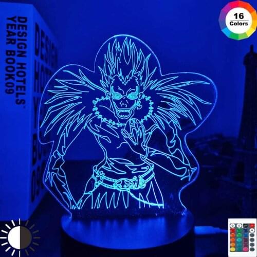 Death Note Kids Night Light Led Color Changing Nightlight for Room Decoration Japanese Manga Gift 3d Illusion Lamp Ryuk Figure