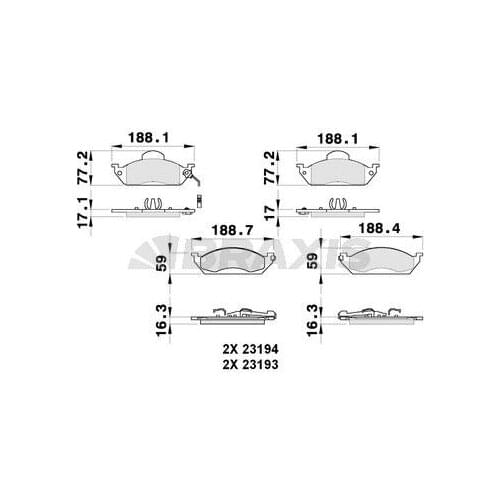 BRAKE BALATASI FRONT ML-CLASS W163 9805 1634200020 BRAXIS AB0263