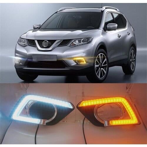 Turn Signal style Relay 12V LED CAR Daytime running lights with fog lamp for Nissan X-trail X trail Xtrail 2014 2015 2016 DRL