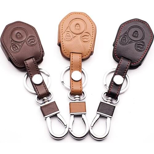 High quality first layer leather key cover 3 button for Subaru XV Forester inland traditional straight key key set starline a93