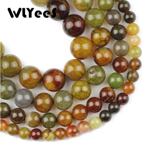 WLYeeS Tea Dragon scales carnelian Natural Stone Round ball 6/8/10/12 mm Loose Beads for handmade Jewelry bracelet accessory DIY