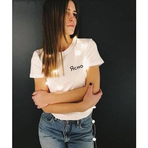 Russian Letter Short Sleeve Woman Elegant Tshirt Ladies Funny T Shirts Hot Sale Summer Tops Women Short Sleeve Tees Clothing