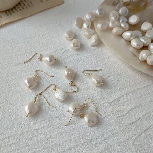 ALLNEWME Elegant Irregular Freshwater Pearl Earrings for Women Handmade Gold Color Hooks Baroque Pearls Drop Dangle Earrings