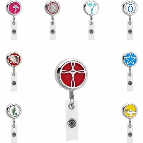 BJ-10 cross 316L stainless steel Badge Holder Essential Oil Diffuser Locket Name Tag Alligator Clip Holder Free 10pcs pads