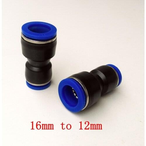 10pcs/lot Pneumatic Air Fitting Change Diameter Connector 16mm to 12mm Union Straight Connector PG16-12