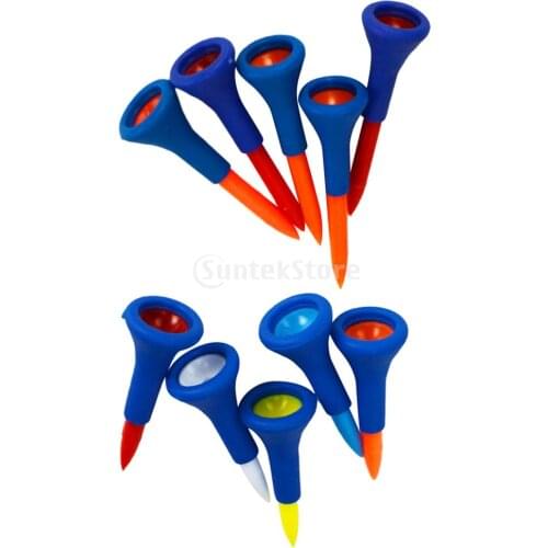 10 Pieces Durable Soft Rubber Cushion Top Golf Tees Random Color 4.2 cm + 5.4 cm