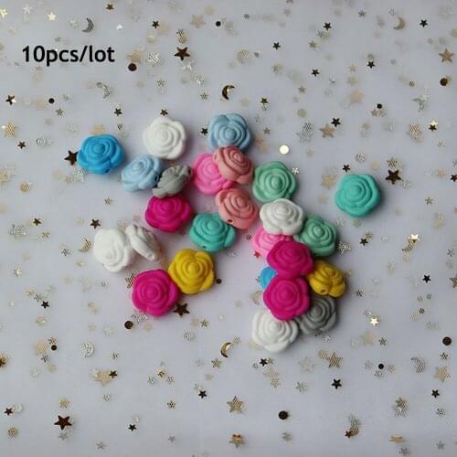 10Pcs Flower Silicone Beads 20mm Rose Perle Silicone Dentition Baby Chewing Gifts For Jewelry Making Necklace Toys Baby Toys