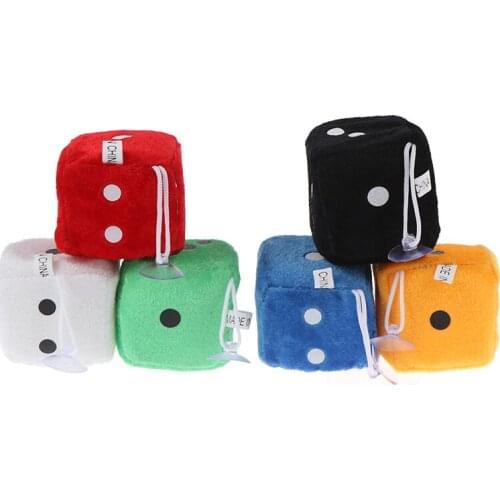 2pcs Fuzzy Dice White Dots Rear View Mirror Hangers Vintage Car Pendant Interior Decoration Auto Accessories