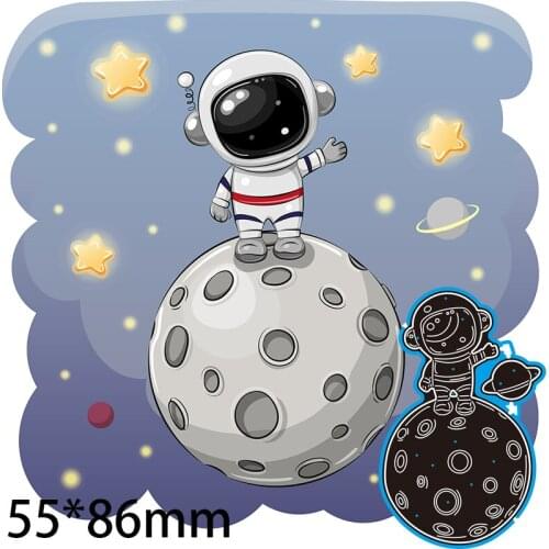 55*86mm Moon Astronaut Cutting DIES Stencil DIY Scrapbook Embossing Card Craft Template Paper Photo Album