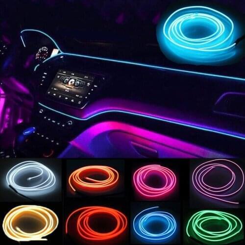 Car music rhythm lamp Car Styling 1/2/3/5meters Flexible Neon Strip led Car Interior Lights Trim El Cold Light 12v