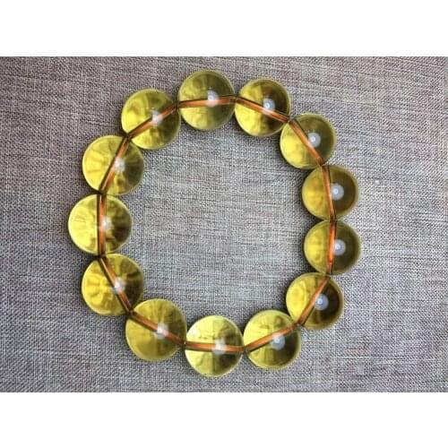 Free Shipping Natural Yellow Citrine Quartz Crystal Round Beads Bracelet 17mm AAA