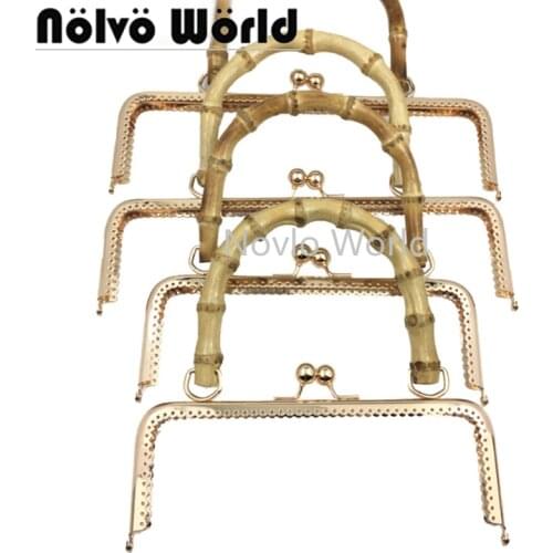 4pcs 20cm 25cm 3 colors M-type bronze retro purse handbag Metal Frame,Wood handle Kiss Metal Frame Clasp Frame