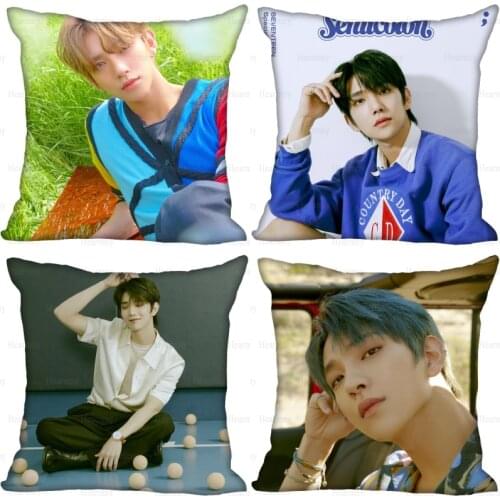 Seventeen JOSHUA KPOP Pillow Case For Home Decorative Silk Pillows Cover Invisible Zippered Throw PillowCases 40X40,45X45cm 0512