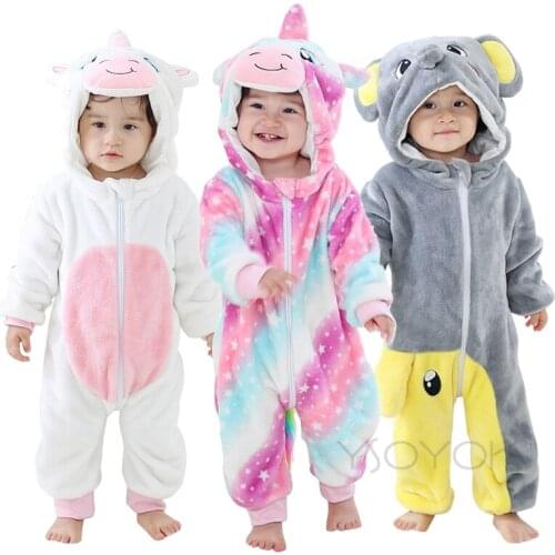 Baby Winter Clothes Baby Rompers Baby Girl Clothes Kids Onesie Unicorn Overall Cosplay Costume New Born Boy Pajama Warm Jumpsuit