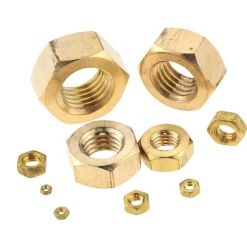50/100 Pcs DIN934 Brass Copper Hex Hexagon Nut M1.6 M2 M2.5 M3 M4 M5 M6 M8 M10 M12 M14 M16 Screw Bolt Hardware Fastener