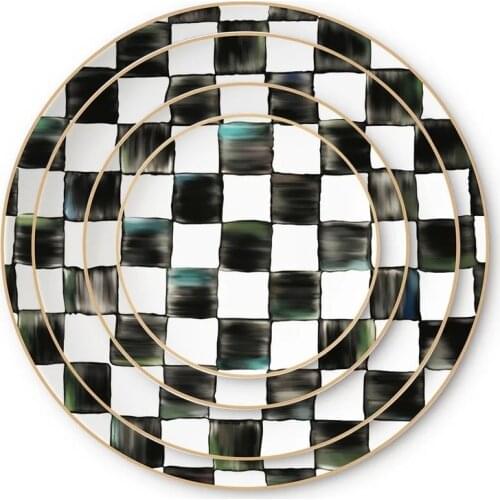 Home Export Black and White Five-in-a-Row Bone China Plate Dessert Plate Christmas Serving Dishes Set Dessert Ceramic Plate Juul