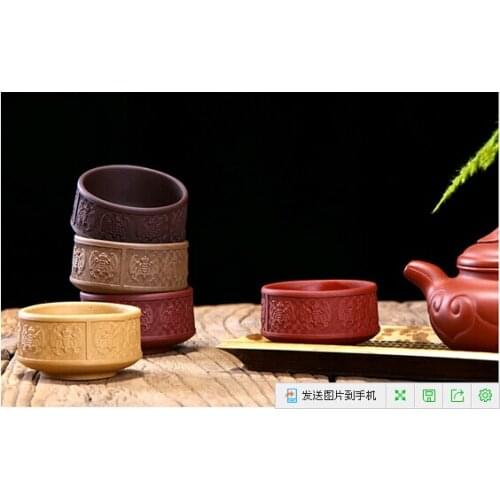 Purple Clay Tea Cup The Real YiXing Undressed ore qing cement sample tea cup kung fu tea cup about 80ml of mud painting