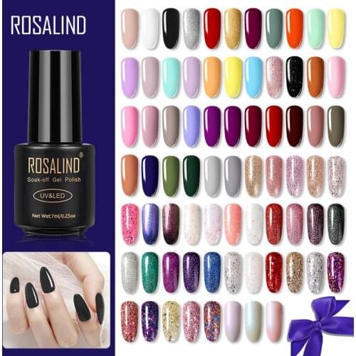 ROSALIND 7ML Gel Polish Semi Permanent Hybrid Varnishes Nail Art Gel Nail Polish Soak Off Nail Gel Polish Base Top Coat