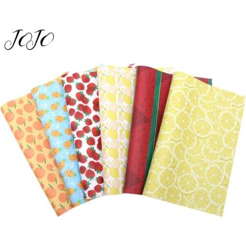 JOJO BOWS 22*30cm Faux Synthetic Leather Fabric For Craft Summer Fruit Printed Sheet For DIY Hair Bows Bag Sewing Decor Material