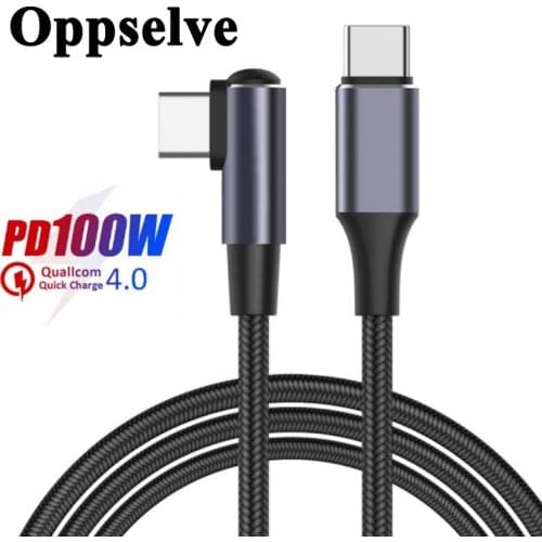 Oppselve 100W Type C to USB C PD Fast Charging Cable QC 4.0 Quick Charge 90 Degree Elbow Data Cord for Mac Huawei Laptop Samsung