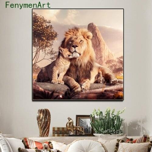 Colorful Lions Art Posters And Prints Animals Wall Art Pictures African Lions Canvas Painting for Living Room Home Decor
