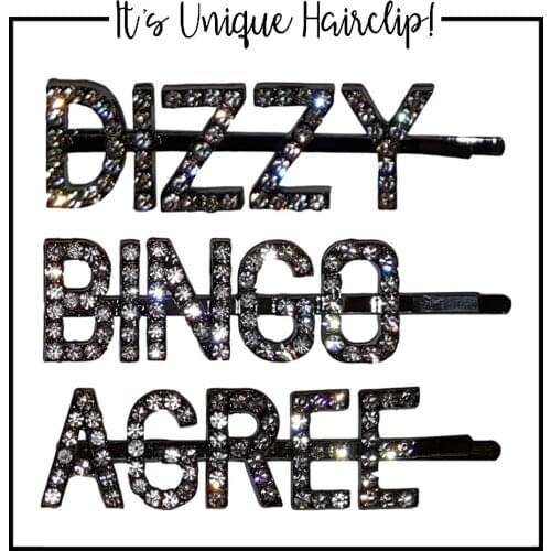 Minimalist Crystal Capital Letters One Word Hairpins Women Metal Alloy Glitter Rhinestone Hair Clip Party DIY Styling Barrette