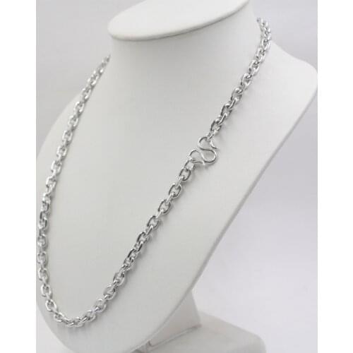 Real S925 Silver Necklace For Men Women Chain Rectangle Cable Link 22''LGift Necklace