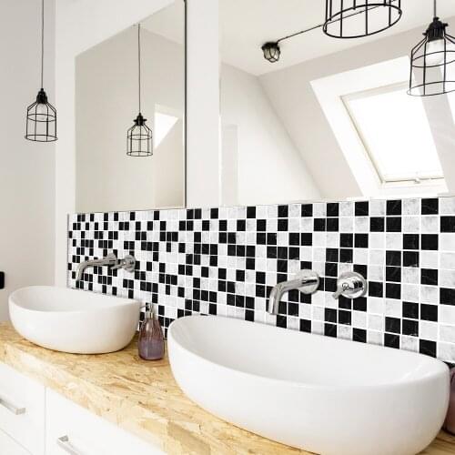 New PVC Self Adhesive Black Grey Crystal Mosaic Waterproof and Oilproof Wall Decoration 3d Wall Sticker