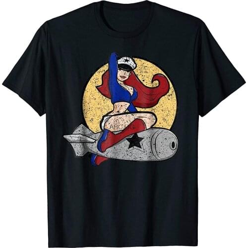 WW2 Death From Above Bomber Pinup Patch Distressed Tee