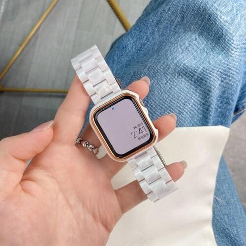 Light Weight Band for Apple Watch 44mm 40mm Strap Series 6SE Frame Case Cover Wristband for iWatch 38mm 42mm 5 4 3 2 1 Correa