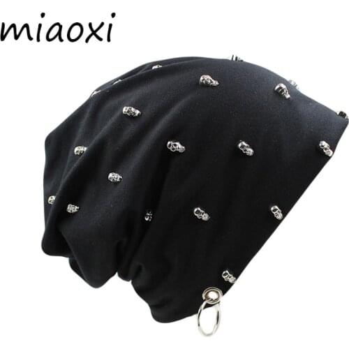 Miaoxi New Fashion Men Women Unisex Casual Hat With Skull Hoop Brand Caps Winter Warm Beanies Thick Adult Hip Hop Bonnet Hats