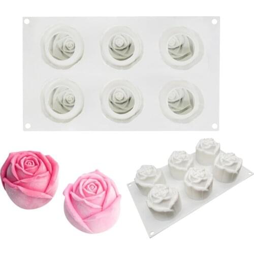 Rose Flower Silicone Candle Mould 3D Soap Mold Cake Decoration Mousse Cake Mold DIY Non-stick Bakeware Dessert Molds Cake Tray