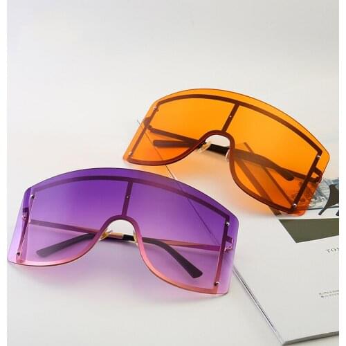 PAMASEN Web Celebrity Anti-wind Siamese Gradient 7 Colors Metal frame UV400 Sun Glasses Female Sun glasses For Men Women