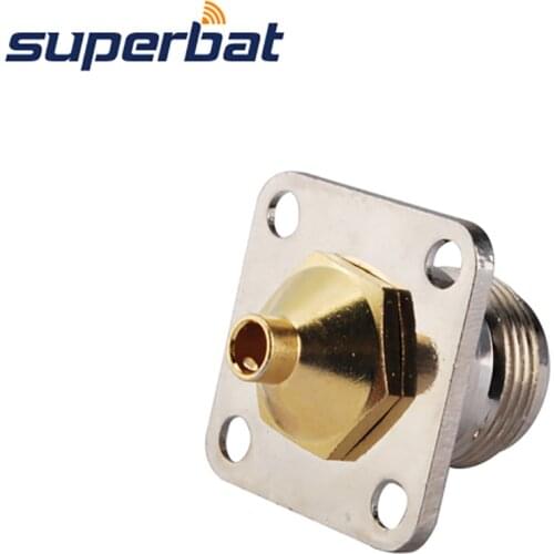 Superbat N Solder Jack with 4 hole Panel Mount RF Coaxial Connector for Semi Rigid .141" Cable RG402
