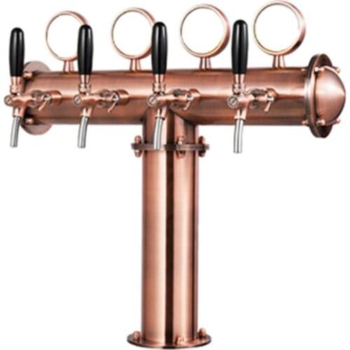 T Shape Bronze Beer Tower with 4 Bronze Taps