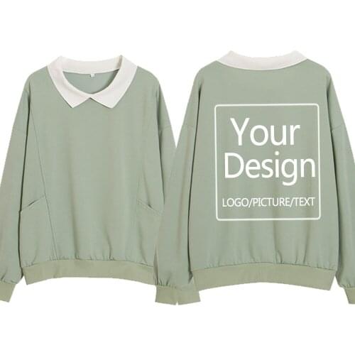 Custom Your Sweatshirt Women Pullover Loose Harajuku Hoodies Cotton Winter Best Friend Sweatshirts Turn-down Collar Streetwear
