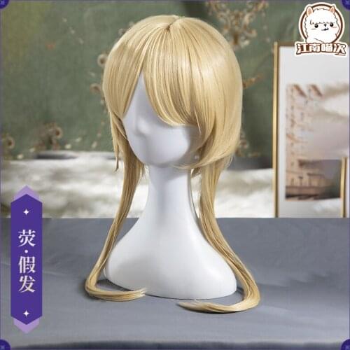 Stock Hot Game Genshin Impact Lumine Wig Long Hair Accessories Prop Women Same Wig Cosplay For Game Characters 2021 New
