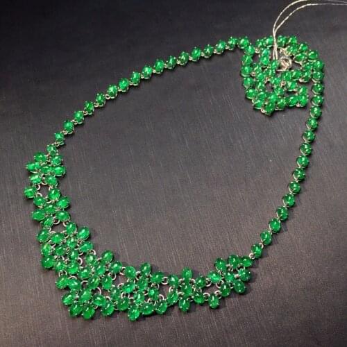 Fine Jewelry Real Pure 18 K White Gold Jewelry AU750 Natural Green Emerald 26.01ct Gemstones Pendants for Women Fine Necklace