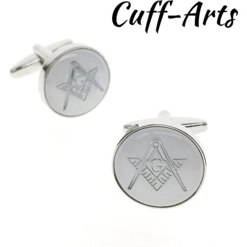 Cuffarts Masonic Cufflinks With G Round Shaped 2018 Cuff Links Medal Emblem Significative Silver Gifts Souvenir Cufflinks C10178