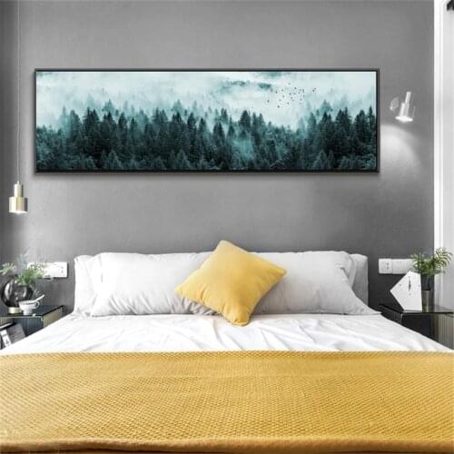Yellow Red Tree Landscape Nordic Canvas Painting Posters Prints Minimalist Wall Art Forest Pictures for Living Room Home Decor