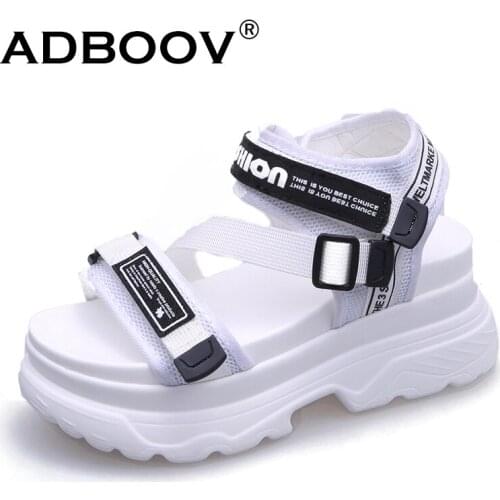 ADBOOV Gladiator Women Sandals 2019 New Wedge Platform Sandals Women Thick Sole Chunky Shoes White Black Shoes Woman for Summer