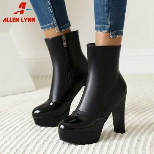2021 New Fashion Female Ankle Boots Platform Thick High Heels Ladies Short Boots Zip Women Short Boots Ladies Mature Shoes