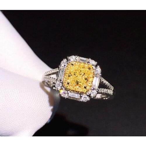 H815 Yellow Diamond Ring 0.8ct 18K Gold Natural Yellow Diamond Wedding Engagement Female Rings for Women Fine Diamonds Ring