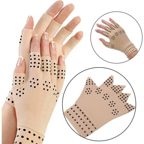 1Pair Magnetic Therapeutic Arthritic Fingerless Compression Gloves Therapy Mittens Anti Arthritis Health Rheumatoid Hand Wrist D
