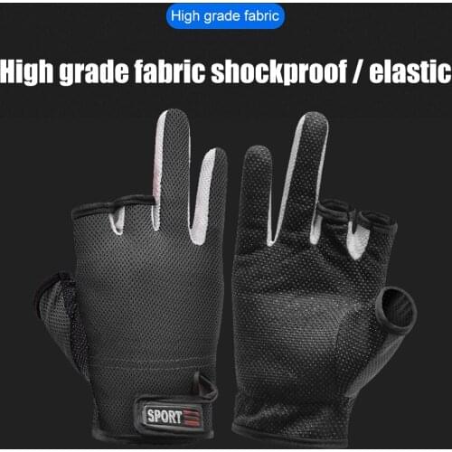 1 Pair Fishing Gloves Men Women Outdoor Fishing Anti-slip 3 Cut Finger Sports Cycling Fish Equipment Universal Angling Gloves