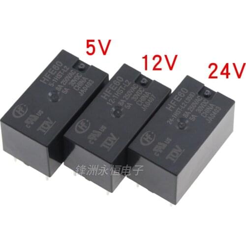 1PCS Magnetic Latching Relay HFE60-5-1HST-L2 HFE60-12-1HST-L2 HFE60-24-1HST-L2 6PIN 8A