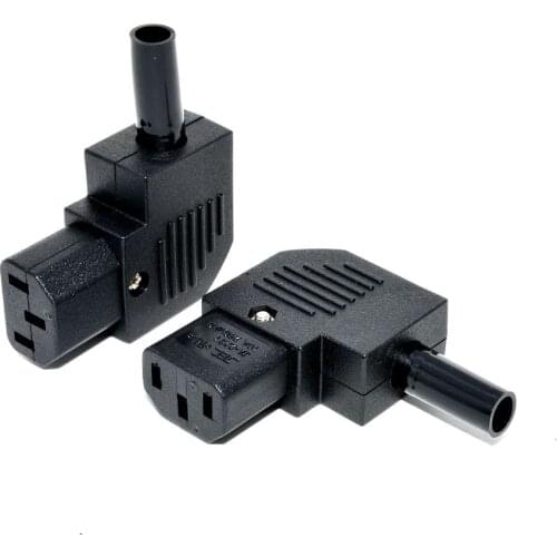 1PCS POWER Plug IEC C13 Left Angle Rewirable Horizontal Connector 125V-250V 10A C13 90 Degree Plug for traveller Home Use