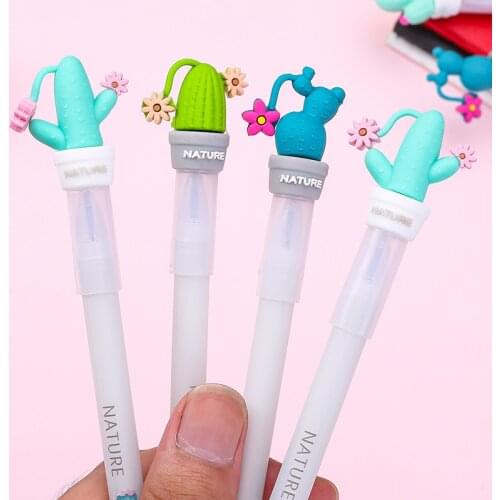 1pcs Magic Erasable Pen Cute Cactus Blue Refill 0.5mm Writing Stationery Gel Ink Pen Gift Ideas