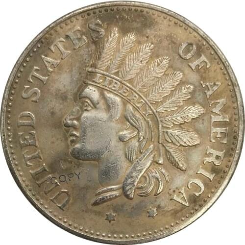 1851 United States 1 Dollar Indian Head Token Cupronickel Plated Silver Copy Coin